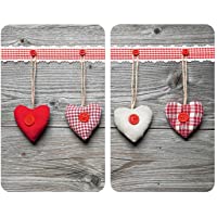 WENKO Placas cobertoras de vidrio universales Corazones - juego de 2 piezas para todos los tipos de cocinas- Vidrio…